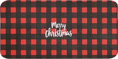 WC mat 120x60 cm - Antislip - Geruit - Rood - Tekst - Christmas - Toiletmat - Vloermat - Douchemat - Toilet tapijt - Toiletmatten