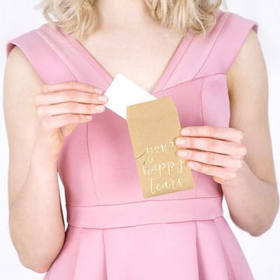 Elegante Trouwtissues - Jouw Blije Tranen in Goud, 10 Pakketten van 3 Zachte Tissues