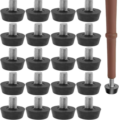 Verstelbare Rubber Poten voor Tuinmeubelen met Antislip Schroefbeschermers - Verpakking van 20 Stuks, Ideaal voor Stabiliteit en Bescherming van Meubels