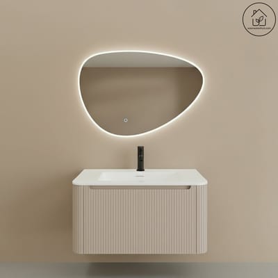 Badkamermeubelset Wiesbaden Sulora 80cm mat beige inclusief spiegel Uovo