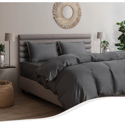 Home by TEMPUR - Dekbedovertrek - 140x200 cm - Antraciet & Bamboevezels - Zijdezacht & Strijkvrij - Slaapkamer & Comfort - Natuurlijke temperatuurregulatie