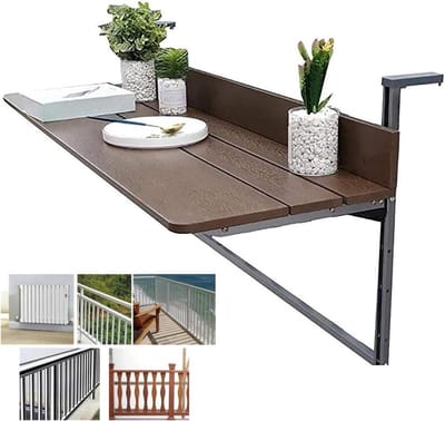 Klaptafel Balkon - Hangtafel Buiten - Kleine Ruimte - Verstelbare Hoogte - 60x37cm - Geel