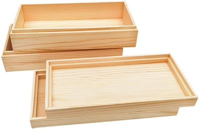 2 stuks onafgewerkte houten opbergdoos met bovendeksel, houten dennenkist doe-het-zelf ambachtelijke opbergdozen voor kunst, hobby's en thuisopslag (20 x 10 x 5 cm)