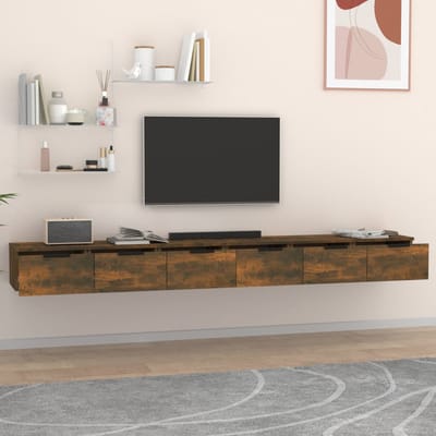 vidaXL - Wandkasten - 2 - st - 102x30x20 - bewerkt - hout - gerookt - eikenkleurig