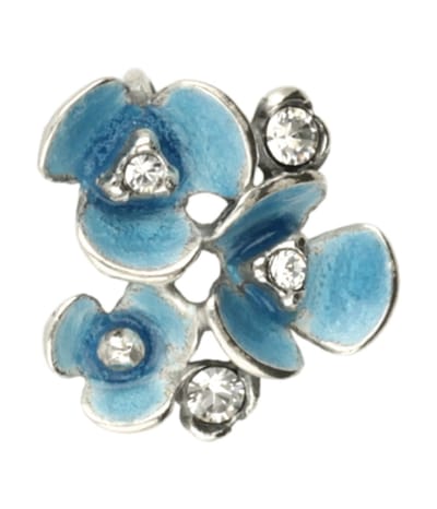 Zilveren Bloemen met swarovski kristallen en blauw emaille Art Nouveau Jugendstil hanger