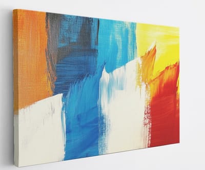 Saammp Canvas Schilderij - Kleurrijk geblokt - Abstract kunstwerk - 45x30 - Foto op canvas - Wanddecoratie - Muurdecoratie Woonkamer - Slaapkamer decoratie - Canvas Print