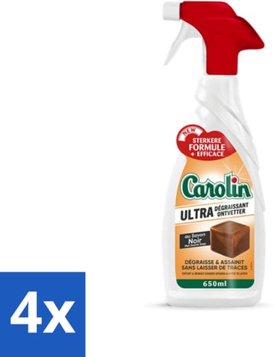 4 x Carolin - Savon Noir - Allesreiniger - Spray - 650 ml - Allesreiniger - Schoonmaakproduct - Zwarte Zeep - Savon Noir - Spray