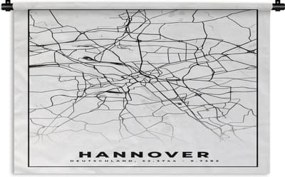 Wandkleed - Wanddoek - Hannover - Kaart - Stadskaart - Plattegrond - 180x120 cm - Wandtapijt