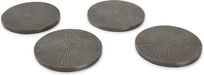 S|P Collection - Glasonderzetter 10cm geribbeld zwart - Charm - set/4