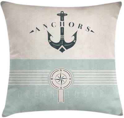ABAKUHAUS Nautische kussenhoes – Vintage anker – 45x45 cm Seafoam