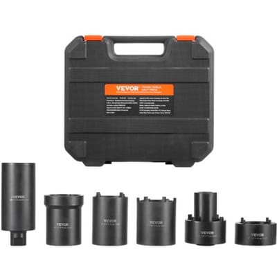 VEVOR Spindelmoerdoppenset 12,7 mm aandrijving, 6-delige as-naafmoerdoppenset met opbergkoffer, as-spindelmoer-borgpen-verwijderaardoppenset spindelmoer