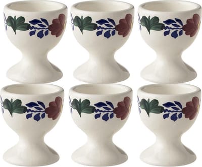 Eierdopjes Boerenbont Aardewerk set van 6 stuks