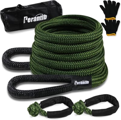 Kinetisch Touw 1" x 20ft (1.5 Ton) voor 4WD, SUV, ATV - Inclusief Touwbeschermer en Handschoen