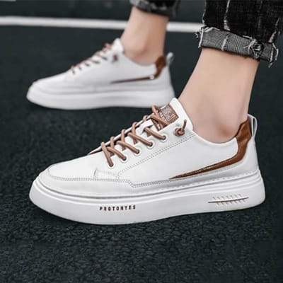 Herenschoenen Waterdichte Schoenen Leren Schoenen Sport Witte Schoenen Casual Sneakers Loafers Hardlopen Effen Kleur 39 gray