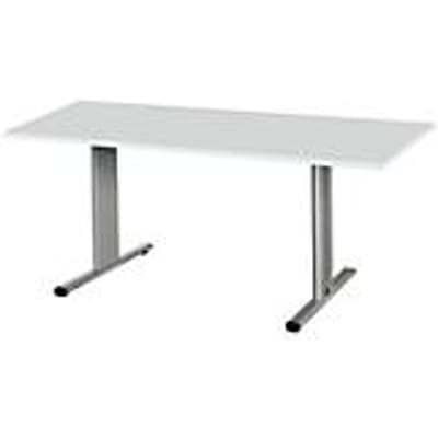 Schäfer Shop  Select Vergadertafel Planova, rechthoek, 1600 x 800 mm, lichtgrijs, accentlijst blank aluminium