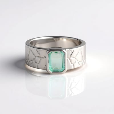 Cavill - Zilveren ring met Paraiba smaragd 1,325 ct - 925 Sterling Zilver Platina Gepl - Achthoekige bred ringen - Luxe damesring