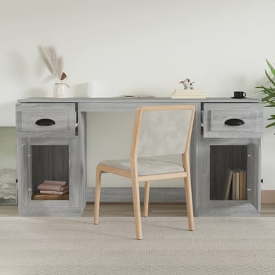 vidaXL - Bureau - met - kast - bewerkt - hout - grijs - sonoma - eikenkleurig