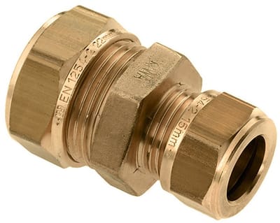 Bonfix messing knelfitting verloop 28mmx22mm recht FF
