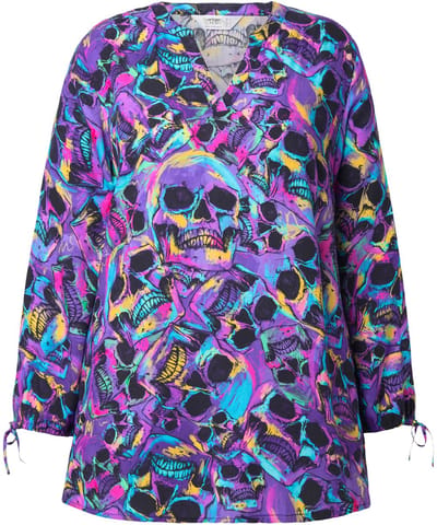 Angel of Style - Dames - Tuniek A-lijn doodshoofdmotief 3/4-mouwen - Violet - Maat 42