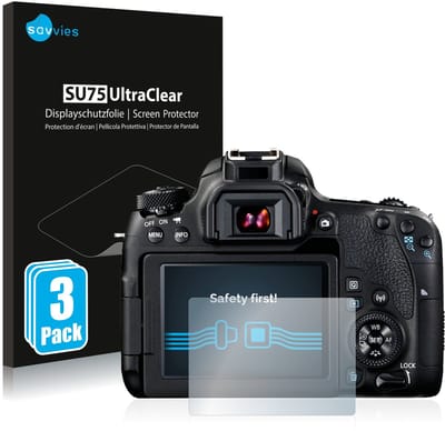 Savvies - Screenprotector voor Canon EOS 77D - Folie Beschermfolie transparant 6 Stuks