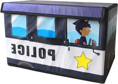 Grote Opvouwbare Opbergdozen met Handvat, Katoenen Opbergmanden met Deksel voor Kleding en Speelgoed, 38x25x25cm, Blauw