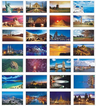 Allecto - 30 Stks Mooie Wereld Reizen Landschap Postkaarten - Artistieke Retro Ansichtkaarten - Perfect voor Begroeting - Diverse Natuur Foto's - V...