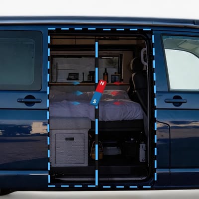 Dailygoods- Muggennet voor VW T5/T6 - Vliegengaas - Insectenbescherming - Magnetisch - Zonwering - Naadloze pasvorm