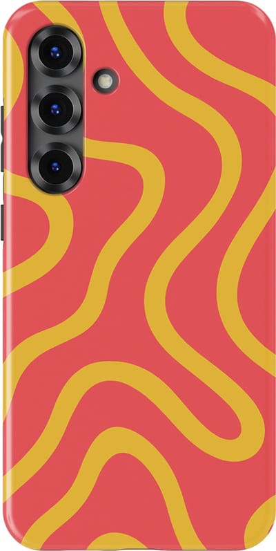 DripCase Curvy Lines Hoesje Samsung Galaxy S25 Plus | Backcover met Mag | Design Tough Case Samsung Galaxy S25 Plus Sunburst Drift