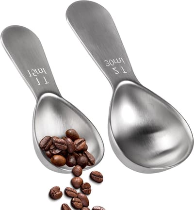Set van 2 Roestvrijstalen Eetlepels met Korte Steel voor Koffie, Bloem en Poeders
