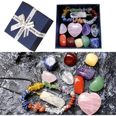 Premium Kristallen Set 7 Chakra Zeshoekige Zuil Armband Set Onregelmatige Yoga Steen Spirituele Massage black