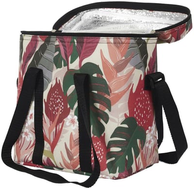 Cook Concept Koeltas Tropical Leafs - voor lunch en drinks - 12L - 30 x 15 x 25 cm - rood