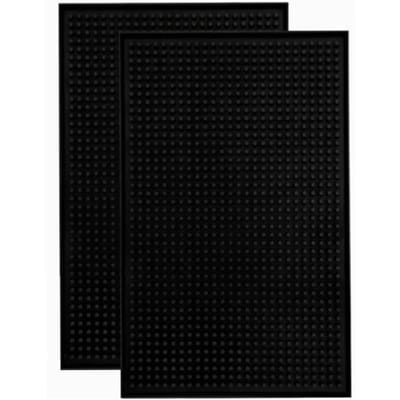 2 Pièces Tapis de Service de Bar Noir Imperméable Isolant Thermique PVC Tapis de Comptoir de Bar Anti-Déversement 45x30x1cm