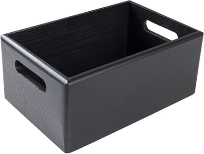 Deco Grote Effen Houten Doos Kist Zwart | 30 x 20 x 13 cm (+/- 1 cm) | met Handgrepen | Perfect voor Kest Kestmis, Kostbaarheden, Speelgoed en Gereedschap