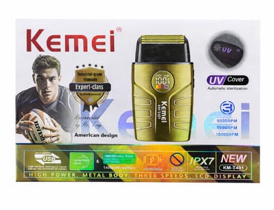 Kemei professional shaver-LCD display-UV sterilisatie-USB oplaabaar-3 snelheden