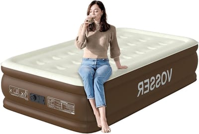 Luchtbed met Pomp - Opblaasbaar Matras - Logeren Thuis - Ingebouwde Pomp - 457 cm Hoog - Kaki