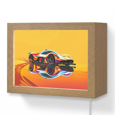 Wandlamp 20x15 cm - Oplaadbaar - Auto - Race - F1 - Jongens - Geel - Rood - Wandlampen binnen woonkamer - Slaapkamer lamp met kabel - Decoratieve nachtlamp - Vloerlamp snoer