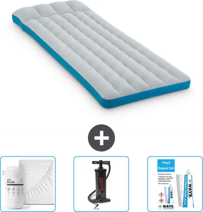 Intex Campingmat - Twijfelaar - 72 x 189 x 20 cm - Blauw - Inclusief Hoeslaken - Pomp en Reparatieset