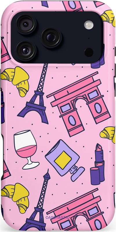 Casetastic hoesje geschikt voor Apple iPhone 17 Pro Max - MagSafe - Dubbellaagse bescherming - Trip to Paris - Fashion Case - Lichtroze Lila