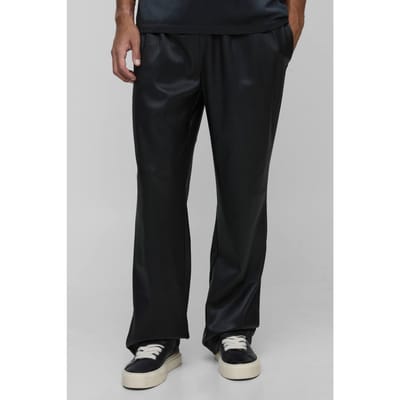 Tall Pleated PU Relaxed Fit Trousers | Black | Size Small
