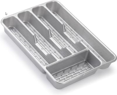 Plasticforte Bestekbak - zilverkleurig - 5-vaks - 24 x 34 x 4 cm - bestekhouder