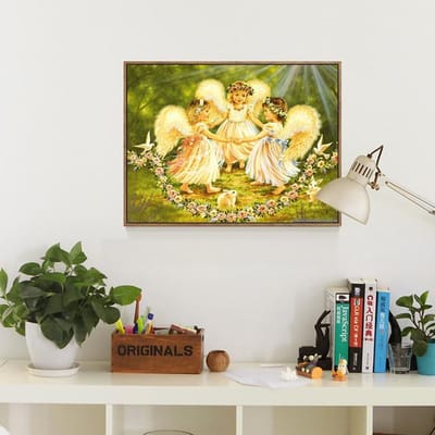 DIY vogels engel hemel schilderij ronde strass diamant borduurwerk handwerk kruissteek 20X30