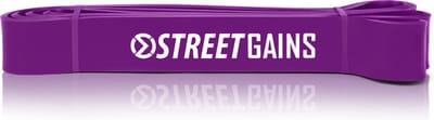 StreetGains® Weerstandsband Strong - Resistance Band 20 tot 45 kg - Paars - Fitness Elastiek voor Calisthenics, CrossFit, Krachttraining & Pull-Ups