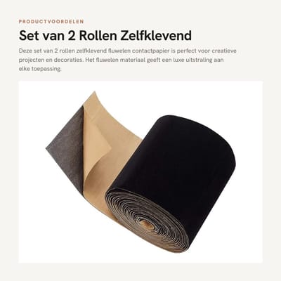 Dailygoods- Fluwelen Contactpapier 2 Rollen - Zelfklevende Bekledingsstof - 10 cm x 400 cm - Doe-het-zelf Decoratie - Creatief Handwerk - 0,5 mm Dik - Zelfklevende Stof