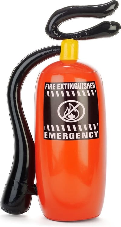 Funny Fashion Opblaasbare brandblusser - 50 cm - volwassenen - brandweer verkleed accessoires