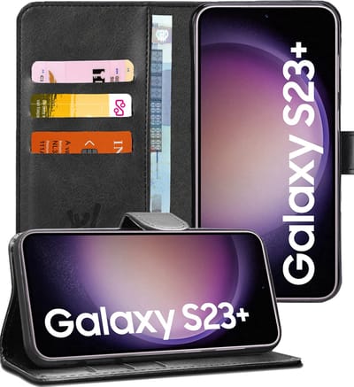Hoesje geschikt voor Samsung Galaxy S23 Plus - Book Case Kunstleer Pasjeshouder Zwart