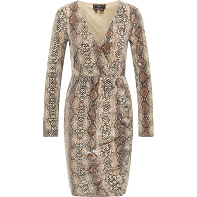 Faina Avondjurk met pailletten naemi Dames beige