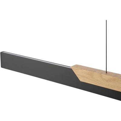Brilliant LED hanglamp Arcus, zwart/bruin lengte 121 cm metaal/hout