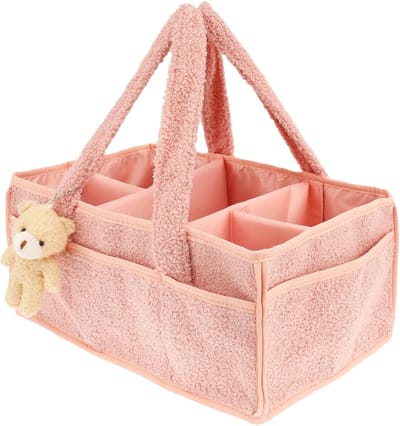 Luiertas-luiermand-luier organizer-luierbox (hanger niet inbegrepen) - Verwijderbare opbergbox voor babyluiers - Stijlvolle opbergmand - voor benodigdheden voor pasgeborenen en het verschonen van luiers, cadeaulijst voor babyshowers - Roze - 38x25,5x