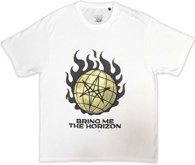 Bring Me The Horizon - Globe Yellow Heren T-shirt - S - Wit