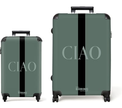 NoBoringSuitcases.com® - Kofferset 2 delig - Koffer lichtgewicht - Groen - CIAO - Reiskoffer set met 4 wielen - Handbagage trolley - Middelgrote rolkoffer - Ruimbagage koffer - Koffers met TSA slot